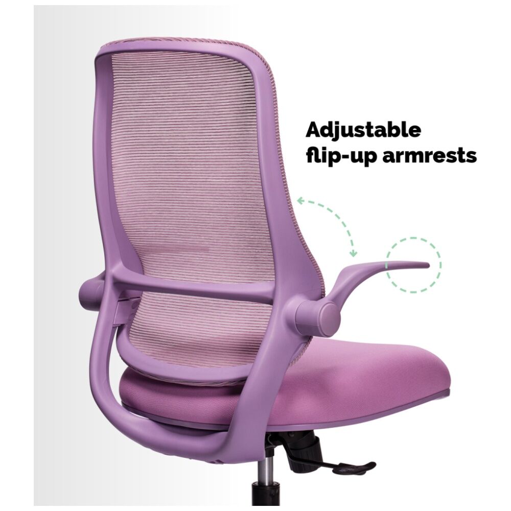 Mondo Zest Office Work Chair W/ Adjustable Armrests & Mesh Back Lavender Purple