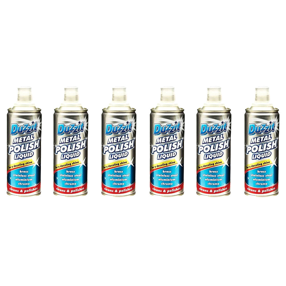 6PK Duzzit Metal Polish Liquid Metal Cleaner Brass/Stainless 120ml - White