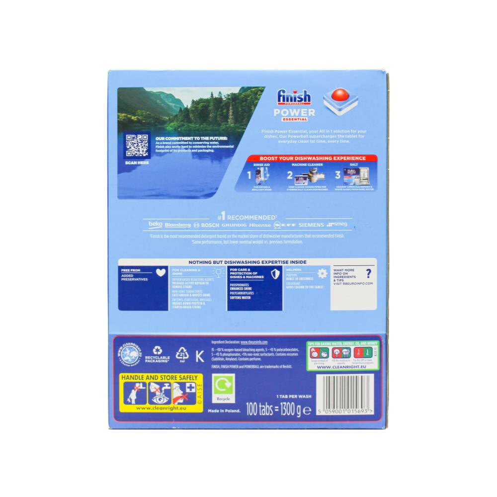 4PK  100pc Finish Power Essential Dishwasher Smaller Cleaning Tablets