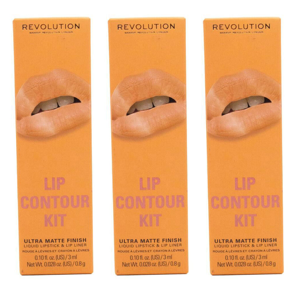 3x 2pc Revolution Lip Contour Kit Liquid Lipstick & Liner Matte 0.8g Lover