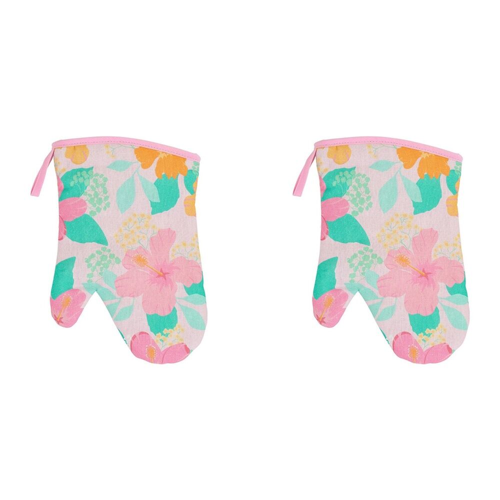 2PK Annabel Trends Linen Single Oven Mitt 18x26cm - Hibiscus