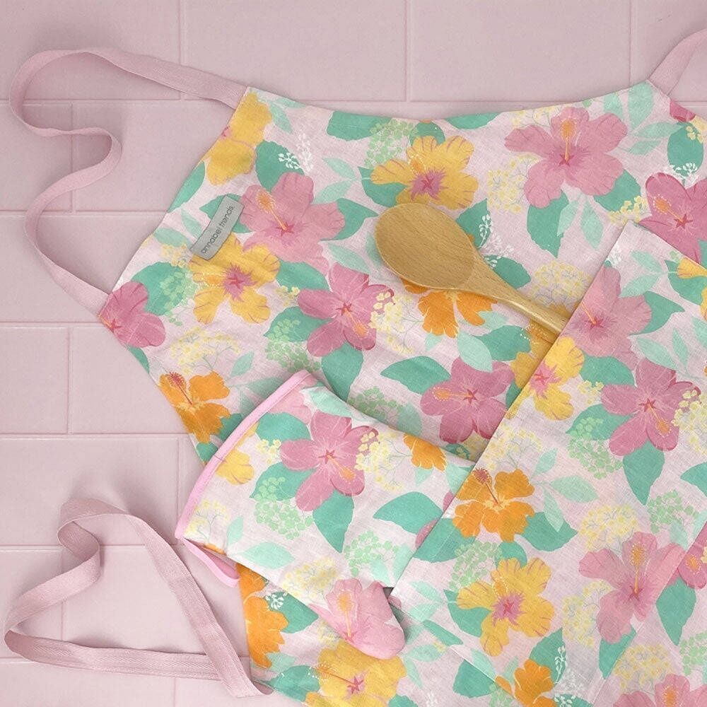 2PK Annabel Trends Linen Single Oven Mitt 18x26cm - Hibiscus