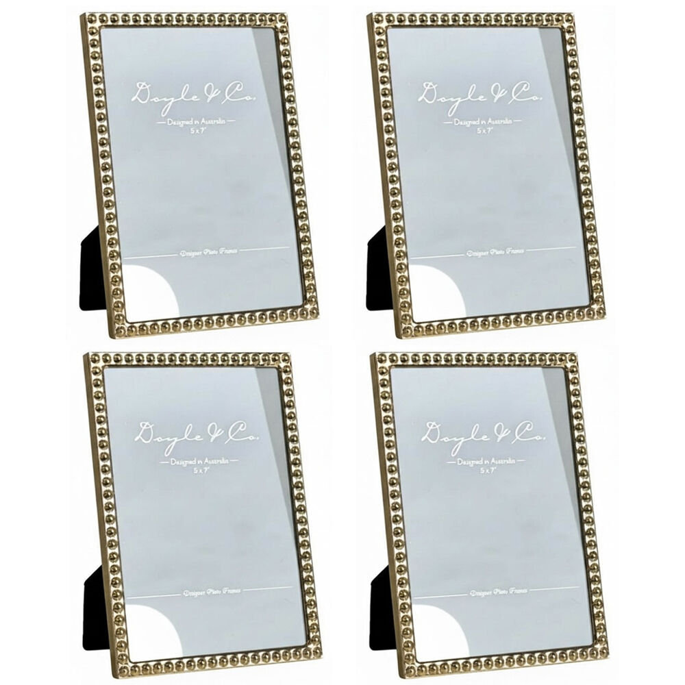 4PK SS Collective Gold Textured Punch Dotted Modern Photo Frame Rectangle 5x7