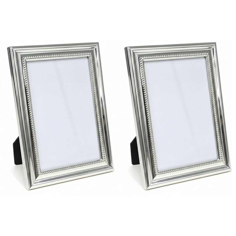 2PK SS Collective Silver Textured Decadence Single Bead Photo Frame 5x7