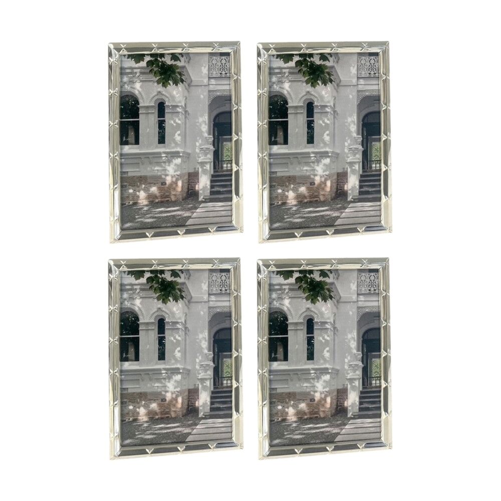 4PK SS Collective Silver Paloma Textured W/ Muti Cross Photo Frame Rectangle 5x7