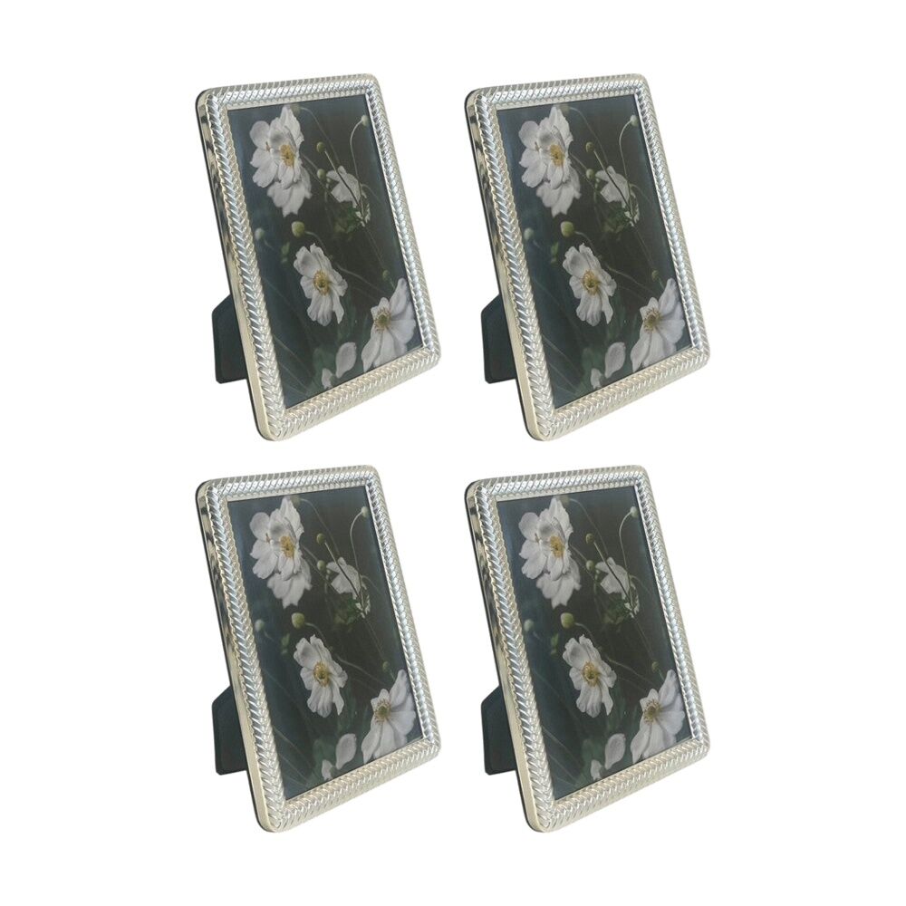 4PK SS Collective Silver Braided Textured Modern Photo Frame Rectangle 5x7