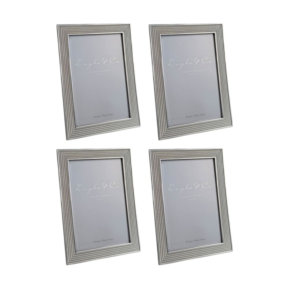 4PK SS Collective Silver Textured Dolton Boarded Photo Frame Rectangle 4x6