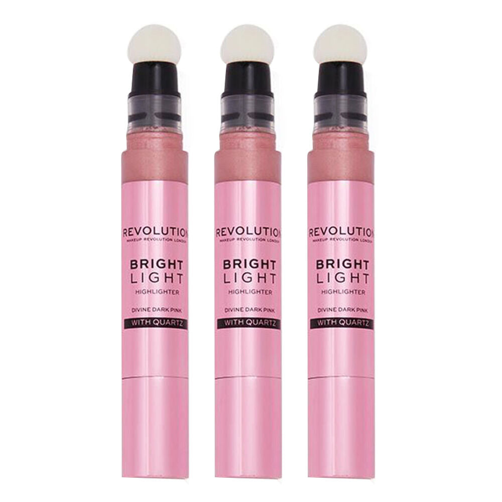 3PK Revolution Bright Light Twist-Up Liquid Highlighter Divine Dark Pink