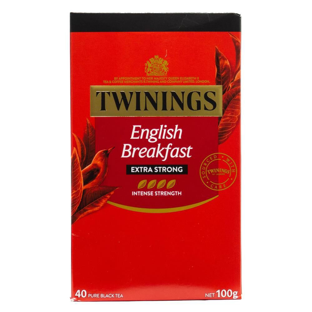 24x 40pc Twinings English Breakfast Pure Black Tea Bag 100g Extra Strong