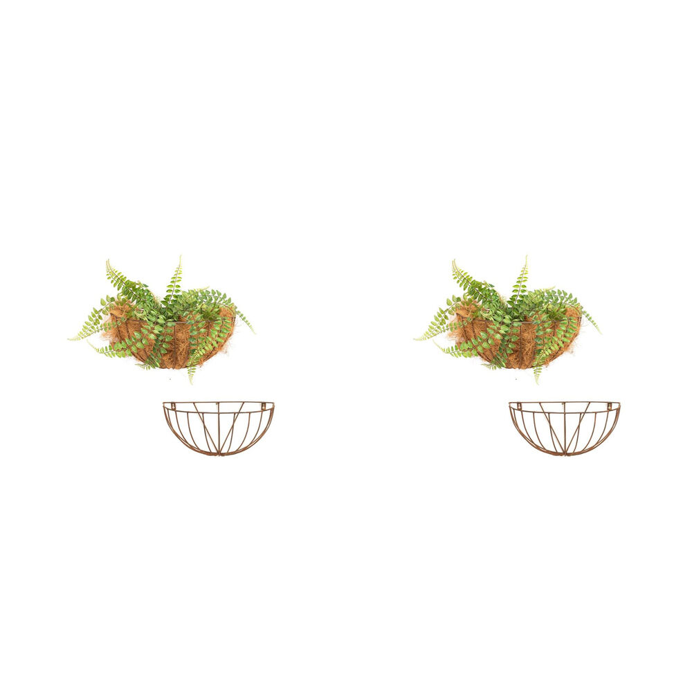 2PK Metal Wall Hanging Garden/Patio Basket Half 40x20cm - Rust