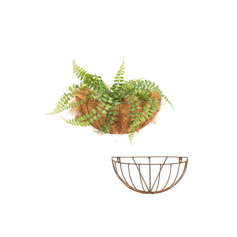 2PK Metal Wall Hanging Garden/Patio Basket Half 40x20cm - Rust