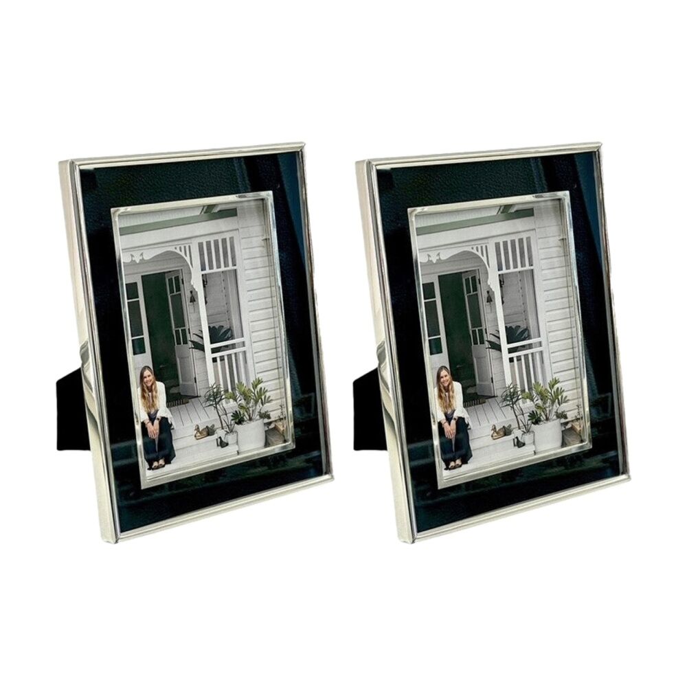 2PK SS Collective Black With Silver Trim Plated Photo Frame Rectangle 4x6