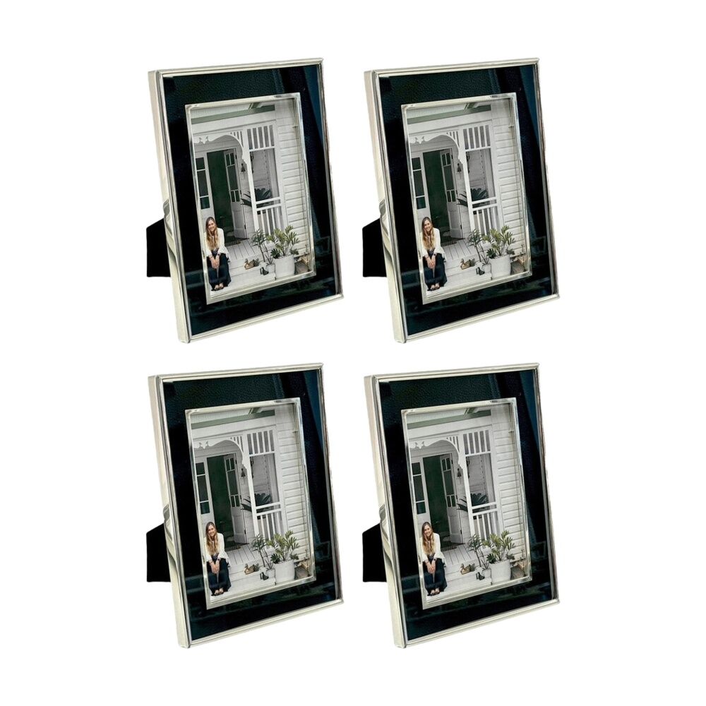 4PK SS Collective Black With Silver Trim Plated Photo Frame Rectangle 4x6