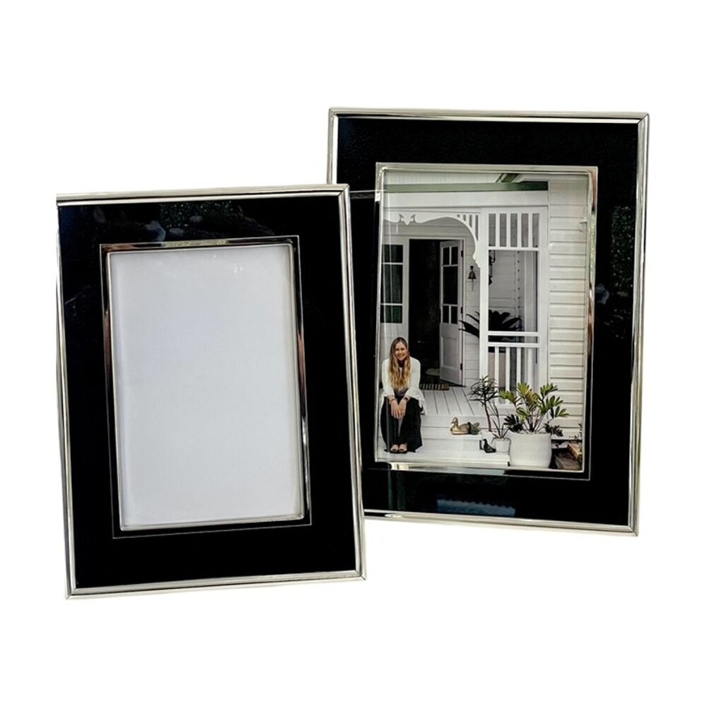 4PK SS Collective Black With Silver Trim Plated Photo Frame Rectangle 5x7