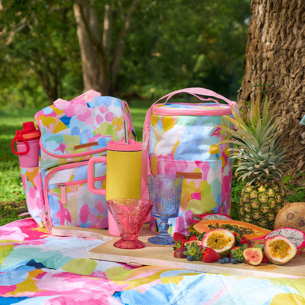 2PK Annabel Trends 33cm Insulated Picnic Cooler Bag Tall Barrel - Good Vibes