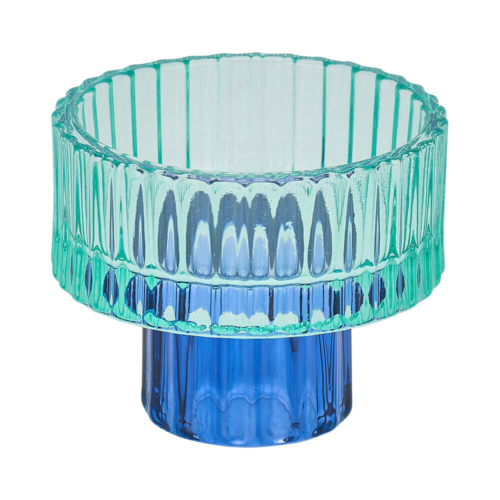 3PK Annabel Trends Jewel Pillar/Tealight Candle Holder Blue
