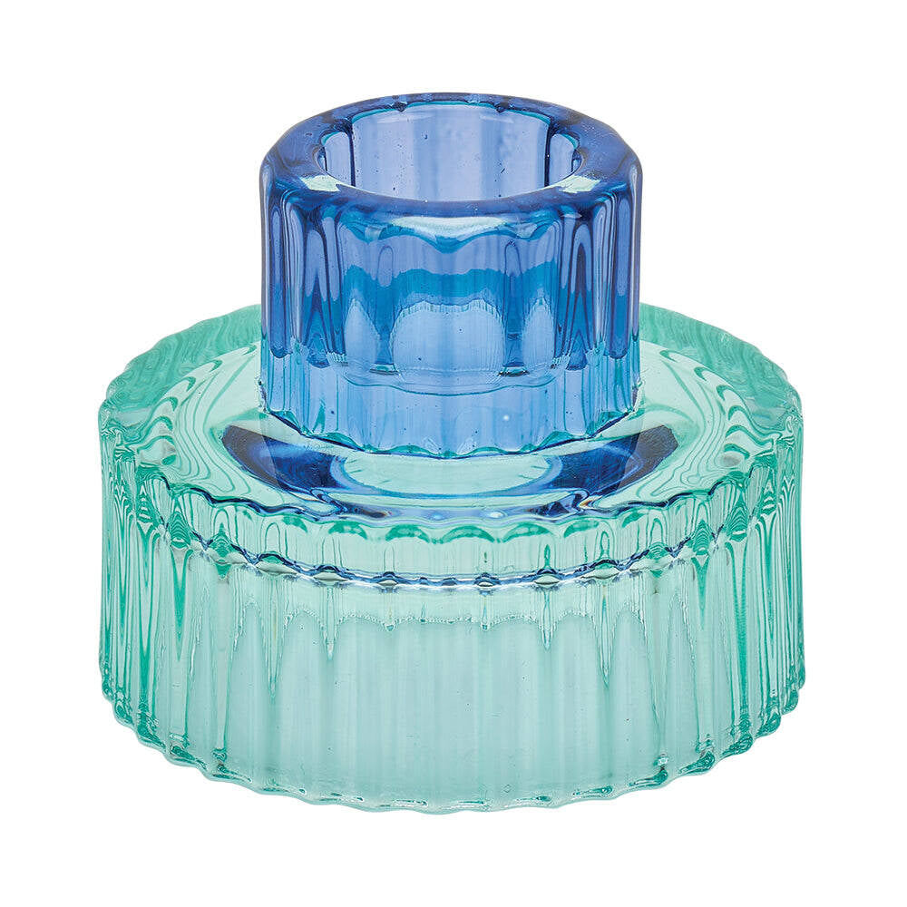 3PK Annabel Trends Jewel Pillar/Tealight Candle Holder Blue