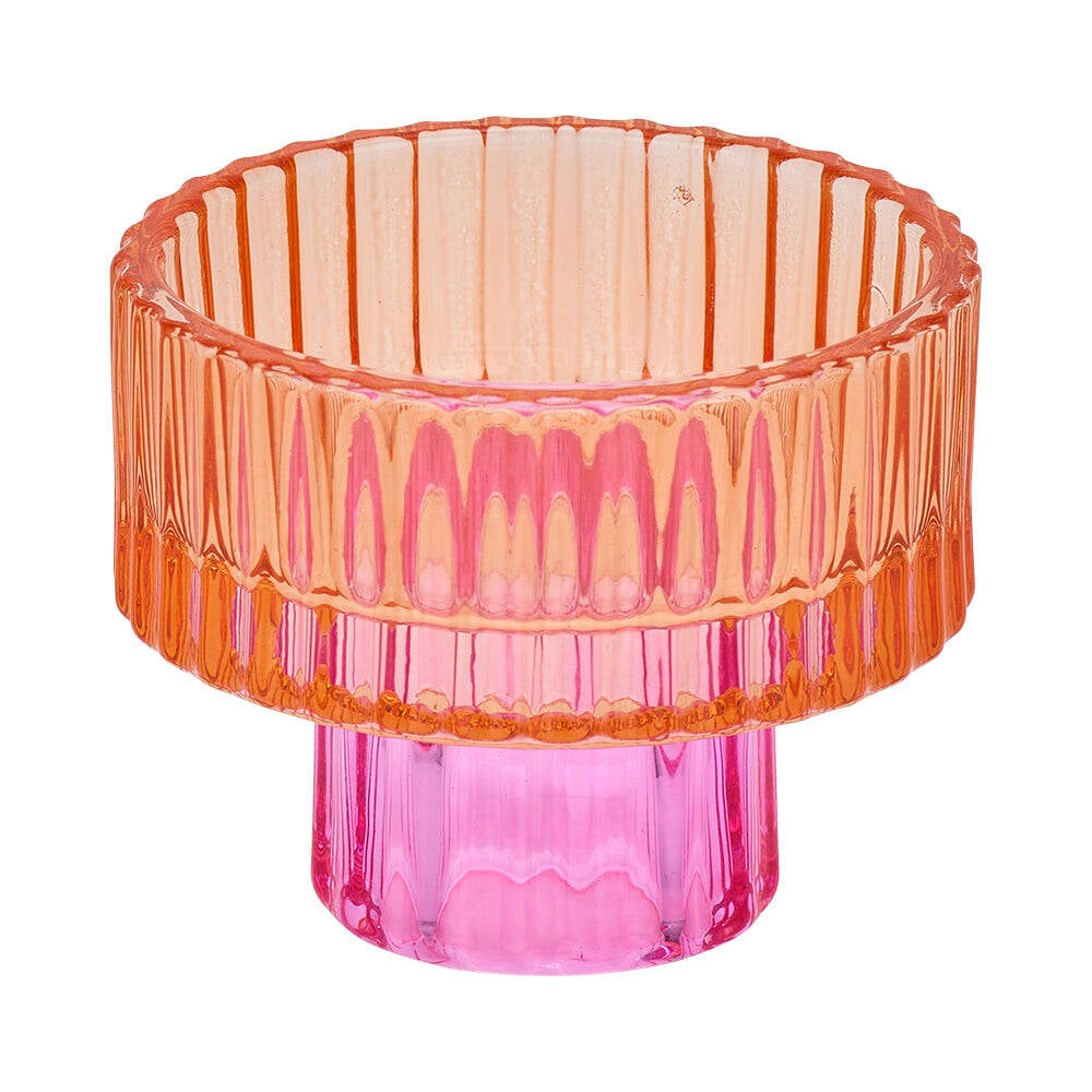 3PK Annabel Trends Jewel Pillar/Tealight Candle Holder Orange