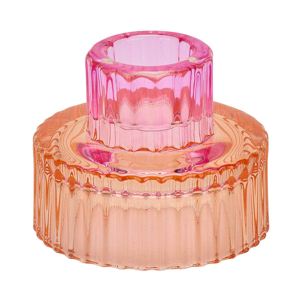 3PK Annabel Trends Jewel Pillar/Tealight Candle Holder Orange