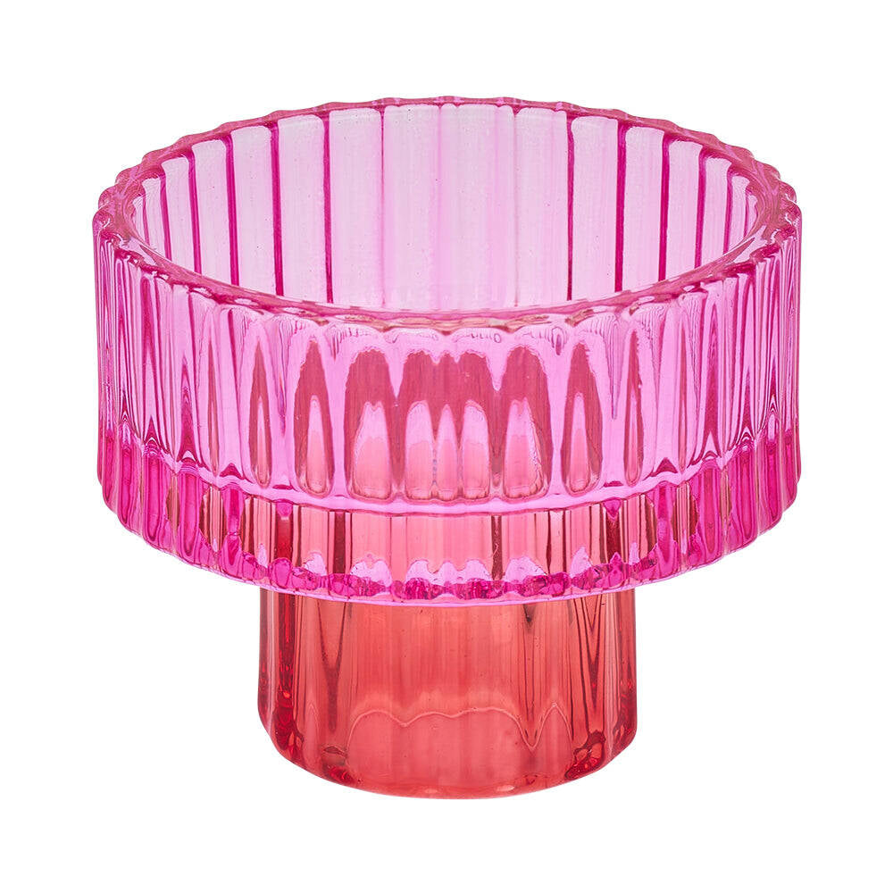 3PK Annabel Trends Jewel Pillar/Tealight Candle Holder Pink