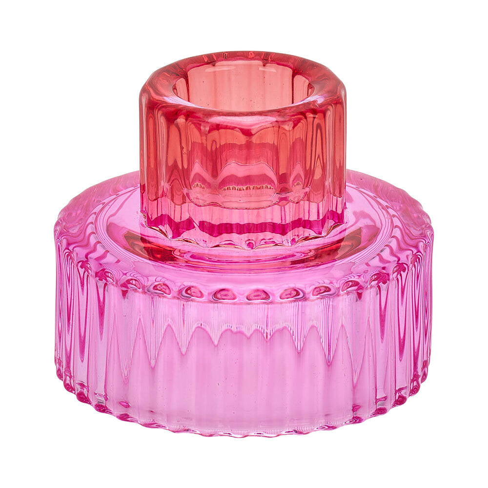 3PK Annabel Trends Jewel Pillar/Tealight Candle Holder Pink