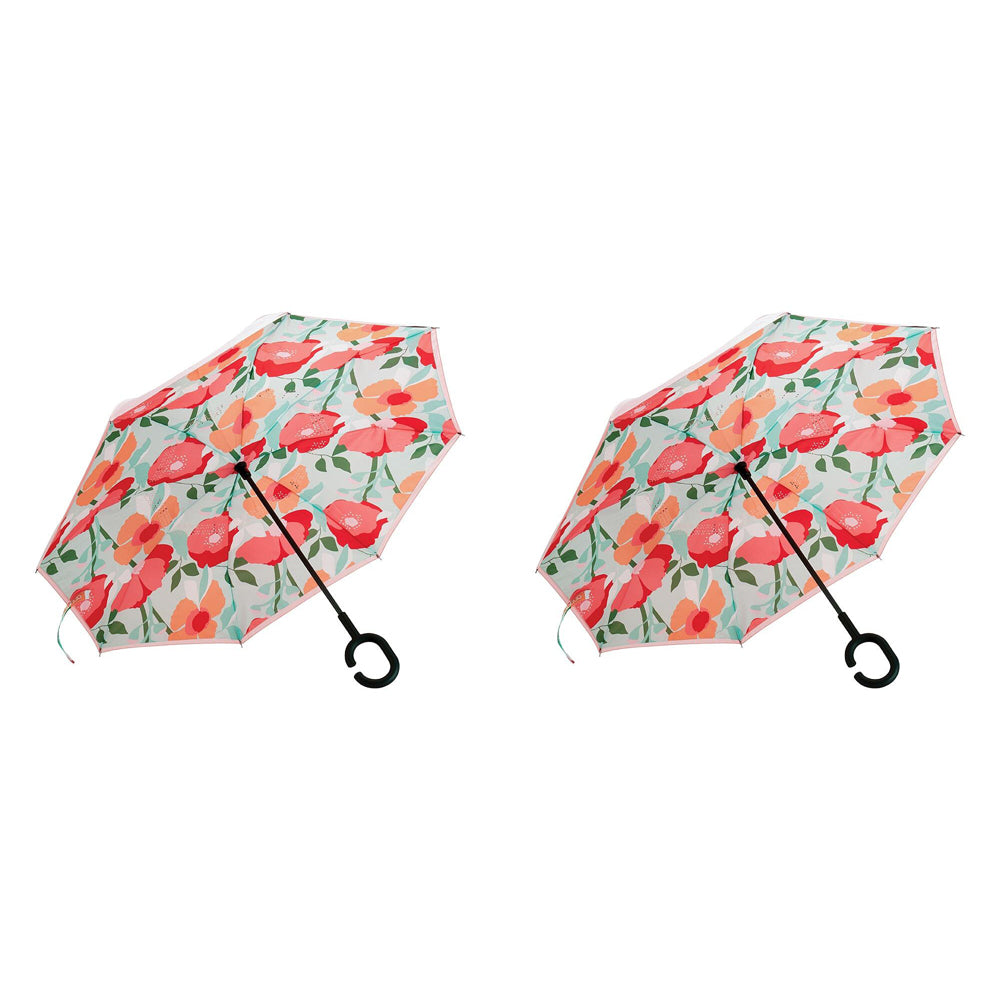 2PK Annabel Trends Reverse Umbrella Inverted 81x10cm - Sherbet Poppies