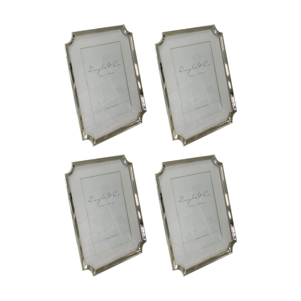 4PK SS Collective Silver Plated Hamptons Clipped Corner Photo Frame 4x6
