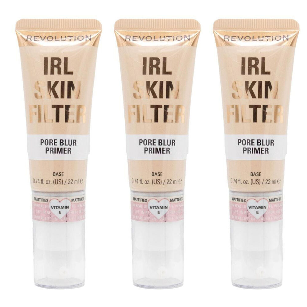 3PK Revolution IRL Skin Filter Pore Blur Primer Base 22ml Makeup Cosmetics