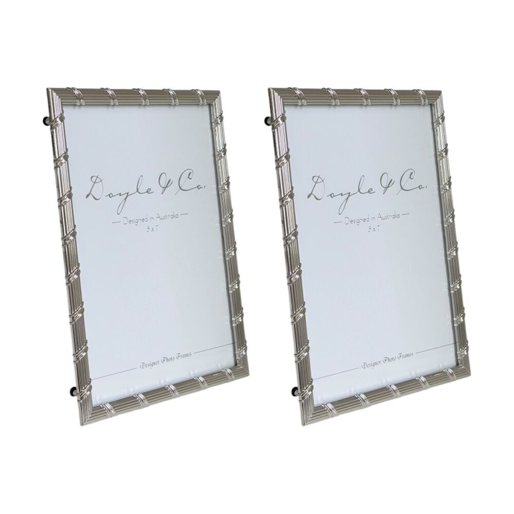 2PK SS Collective Silver Textured W/ Criss Cross Photo Frame Rectangle 5x7