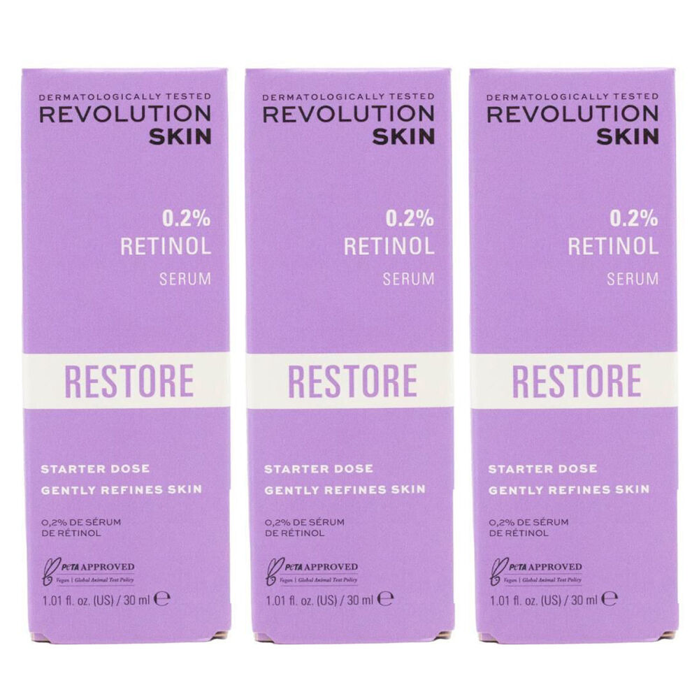 3PK Revolution Skin Anti-Aging Retinol 0.2% Refining Serum Face Care 30ml