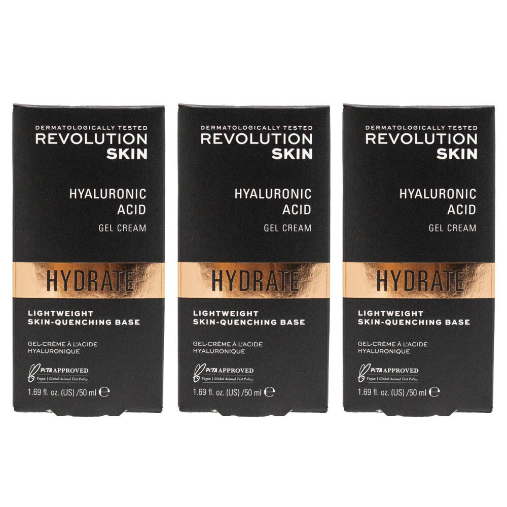 3PK Revolution Hyaluronic Acid Hydrating Gel Cream Skin Face Care 50ml