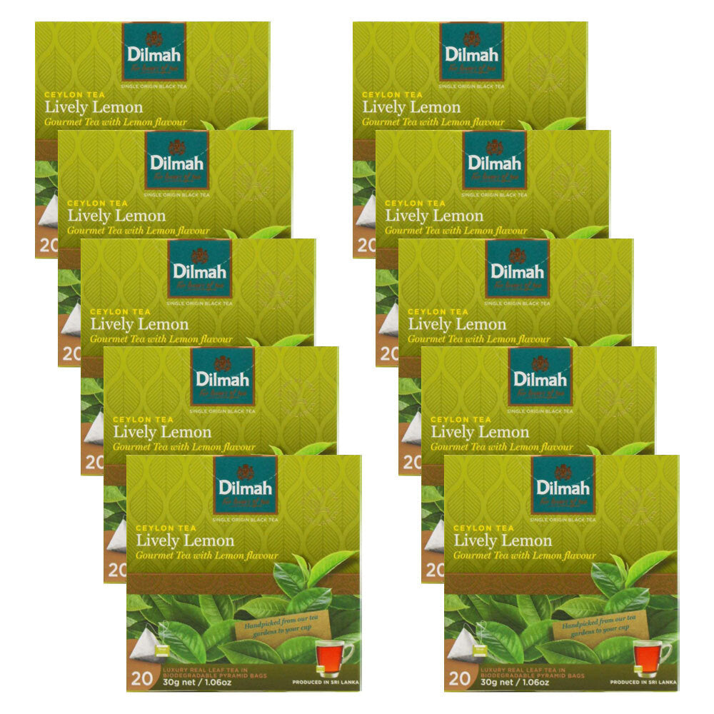 200pc Dilmah Ceylon Black Tea Pyramid Teabags Lively Lemon Flavour