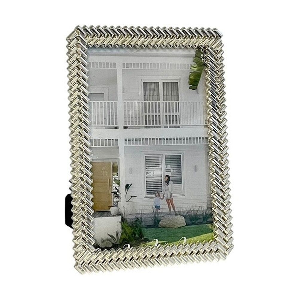 SS Collective Silver Matisse Directional Textured Rectangle Photo Frame 4x6