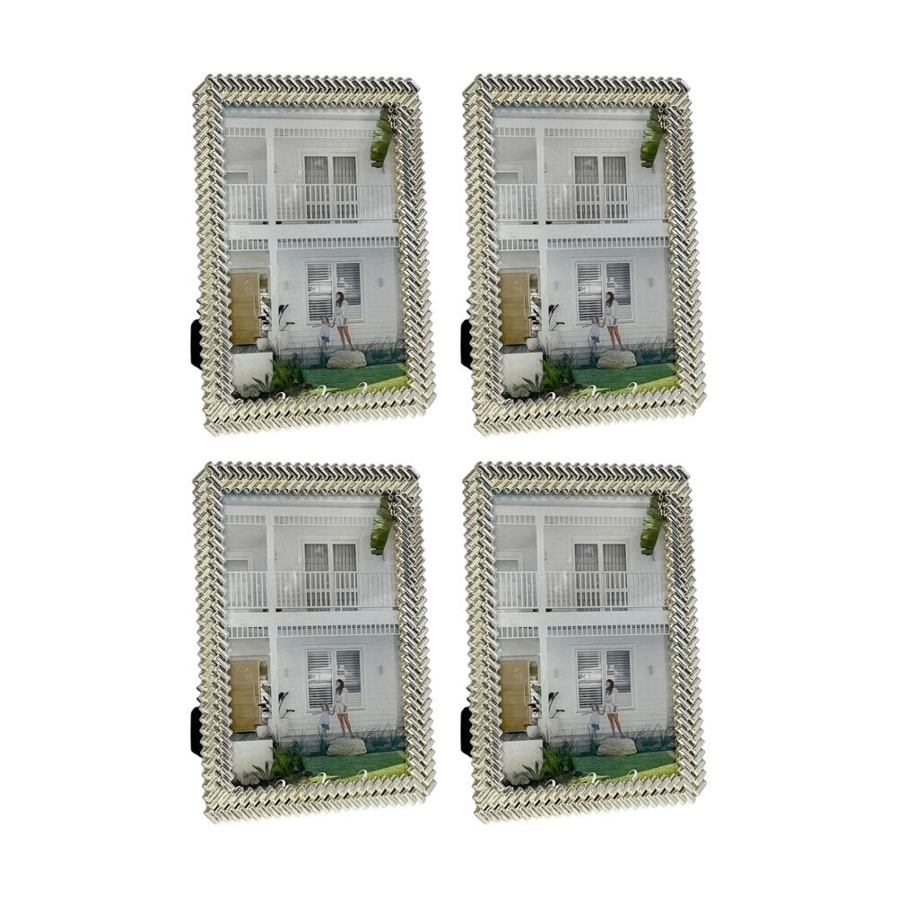 4PK SS Collective Silver Matisse Directional Textured Rectangle Photo Frame 4x6