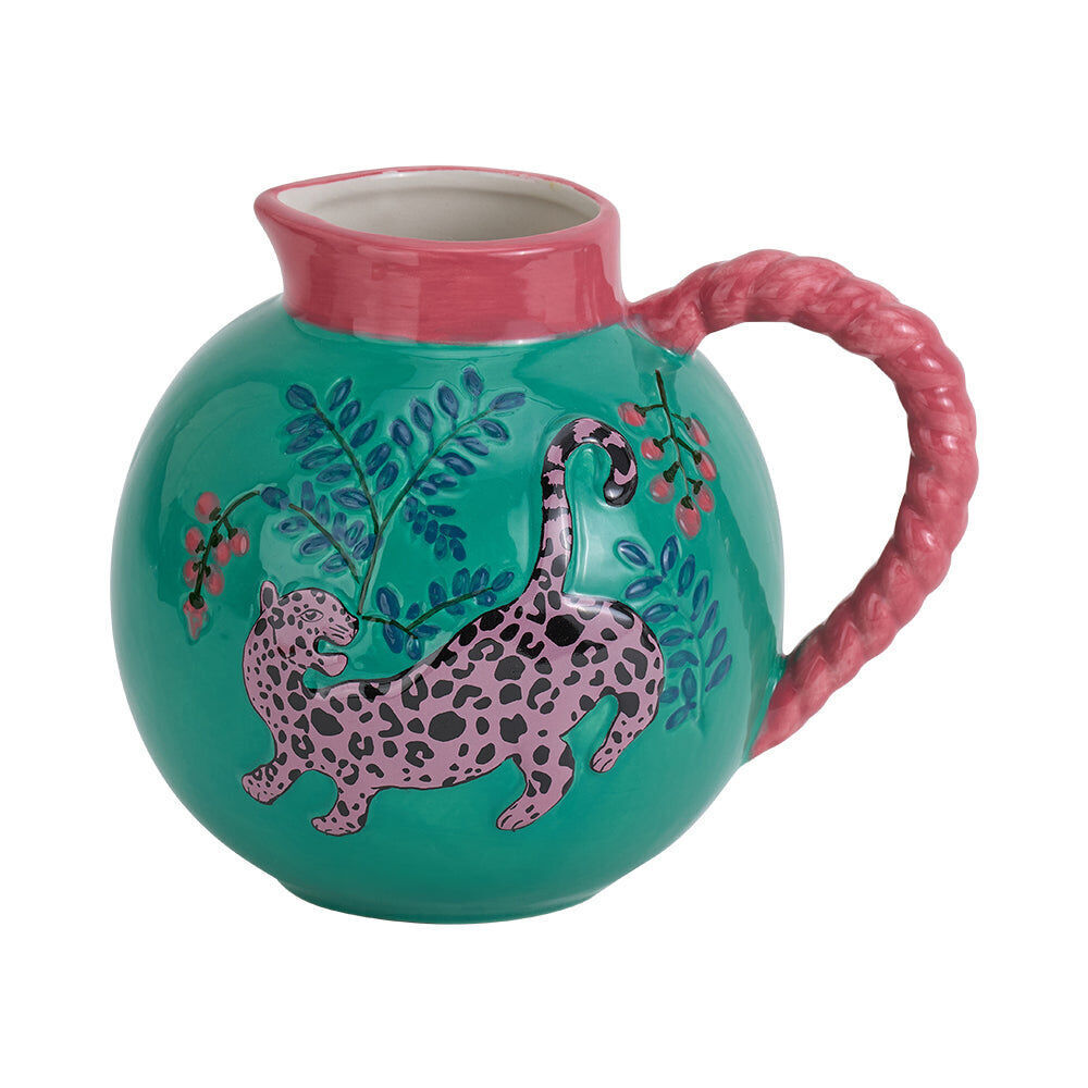 2PK Annabel Trends Ceramic Jug Water Pitcher w/ Handle 18.5x16cm Cheetah