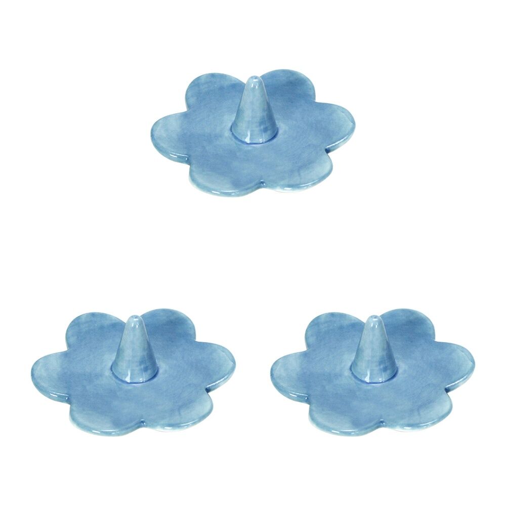 3PK Annabel Trends Daisy Ceramic Ring Holder 9x3cm - Blue