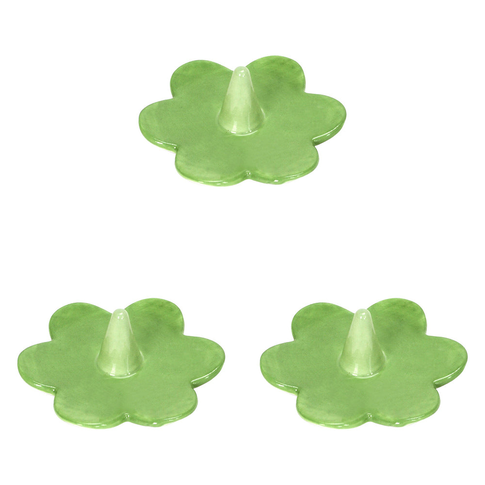 3PK Annabel Trends Daisy Ceramic Ring Holder 9x3cm - Green