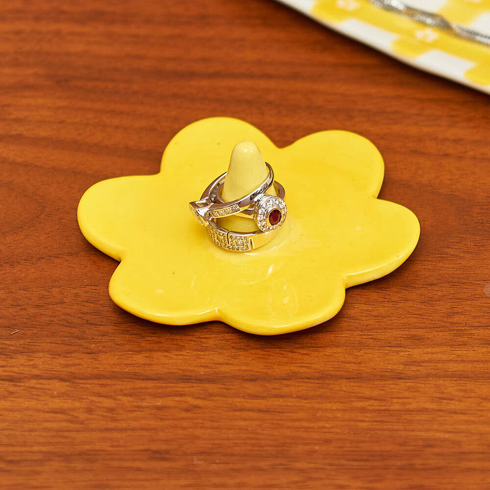 3PK Annabel Trends Daisy Ceramic Ring Holder 9x3cm - Yellow