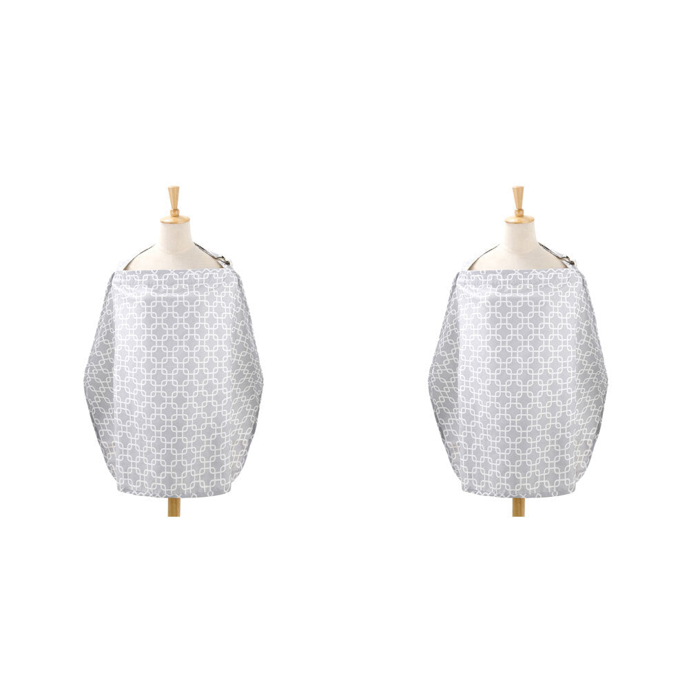 2PK The Peanutshell 92cm Cotton Nursing Feeding Cover Grey