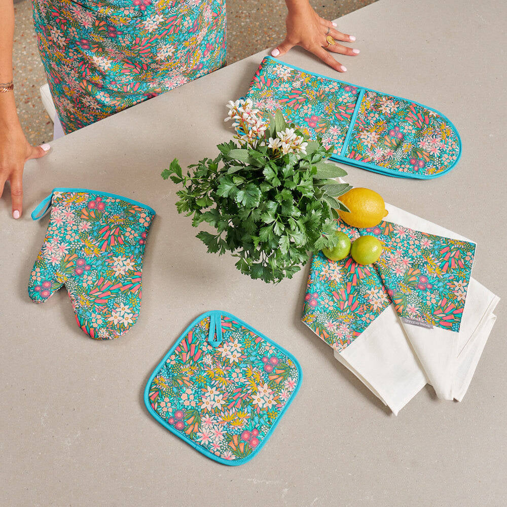 2PK Annabel Trends Cotton Double Oven Mitt 82x18cm - Field of Flowers