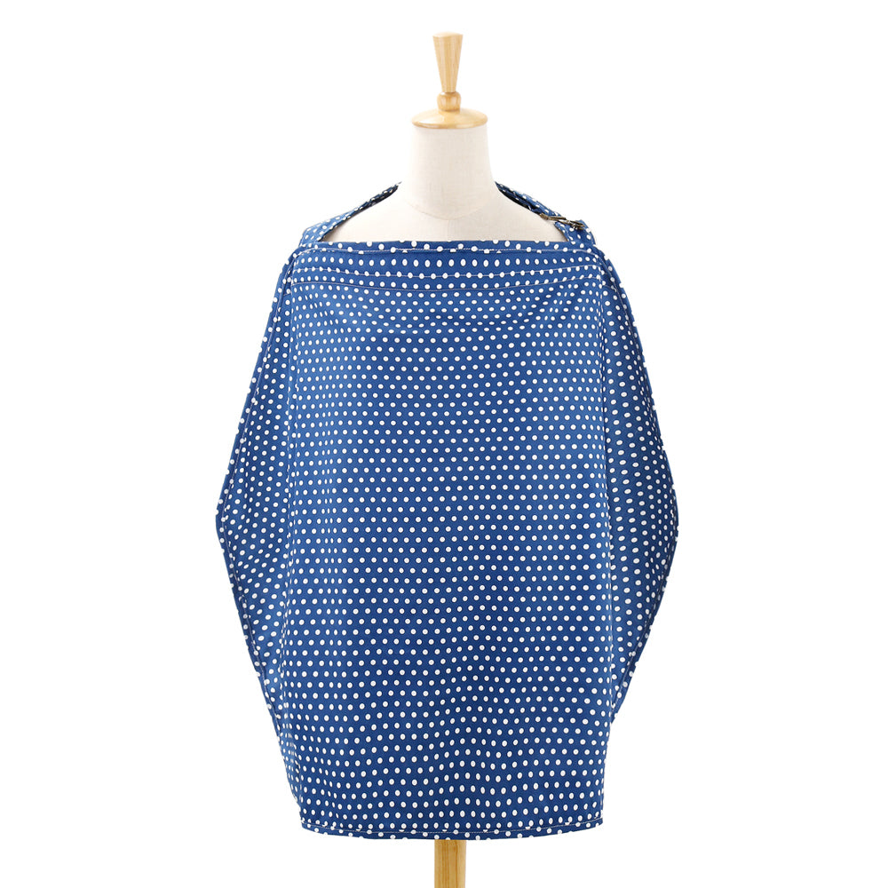 2PK The Peanutshell 92cm Cotton Nursing Cover Navy Dot