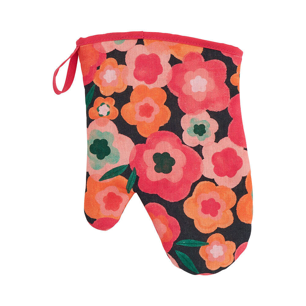 2PK Annabel Trends Linen Single Oven Mitt 18x26cm - Midnight Blooms