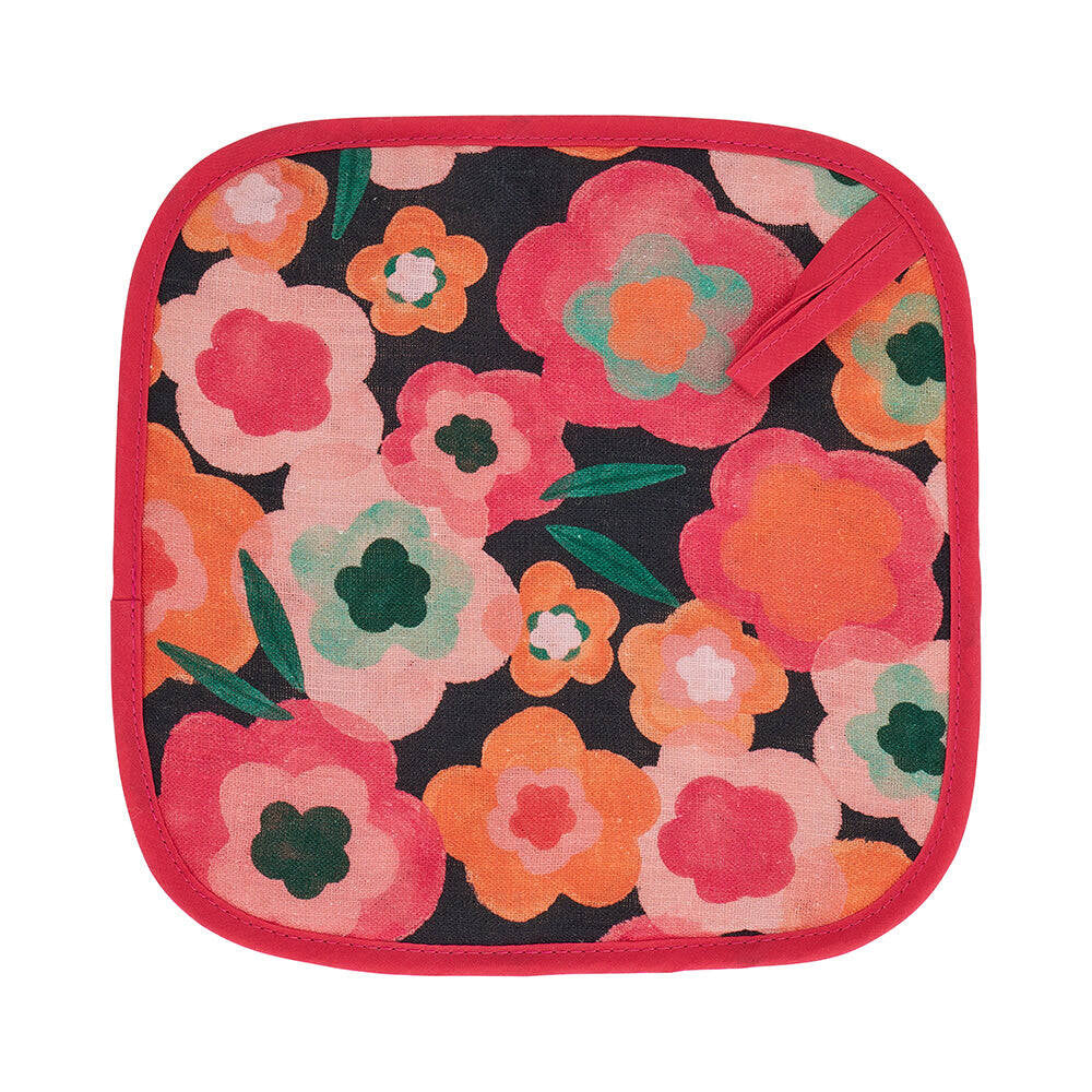2PK Annabel Trends Linen Pot Holder Square 20x20cm - Midnight Blooms