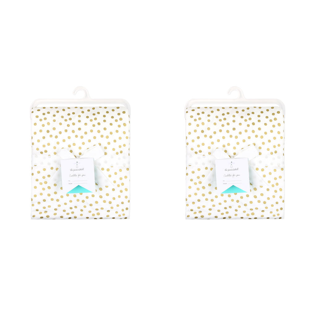 2PK The Peanutshell 101cm Cotton Nursery Blanket Gold Dots