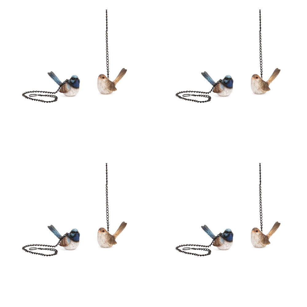 4x 2pc Polyresin Fairy Wren Hanging Mixed 3.5x5cm