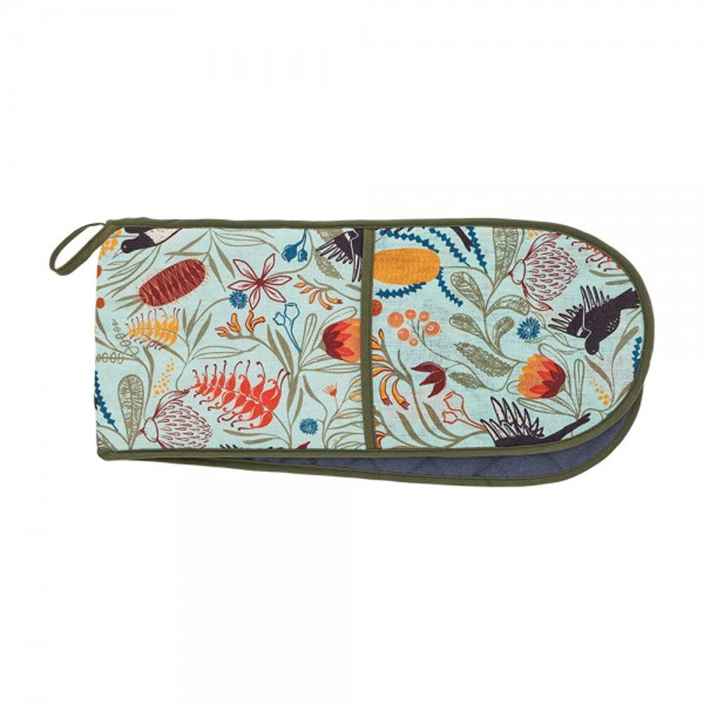 2PK Annabel Trends Linen Double Oven Mitt 82x18cm - Magpie Floral