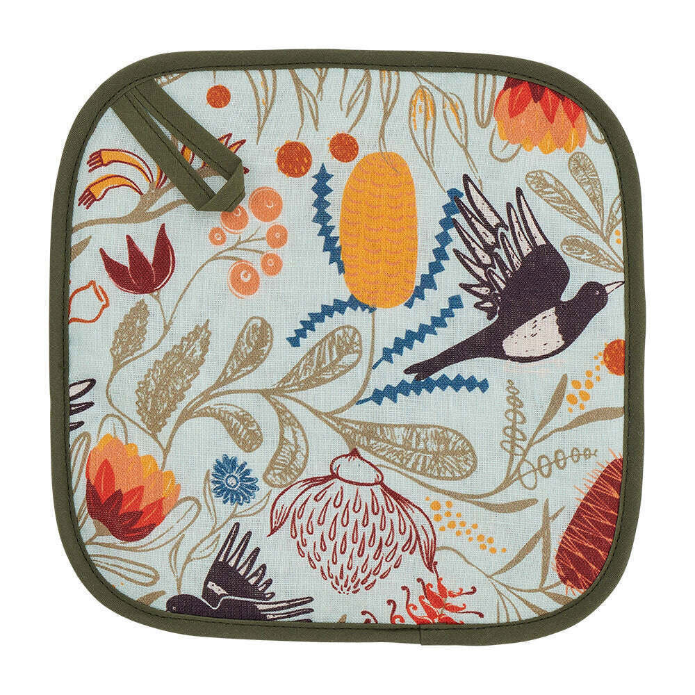 2PK Annabel Trends Linen Pot Holder Square 20x20cm - Magpie Floral