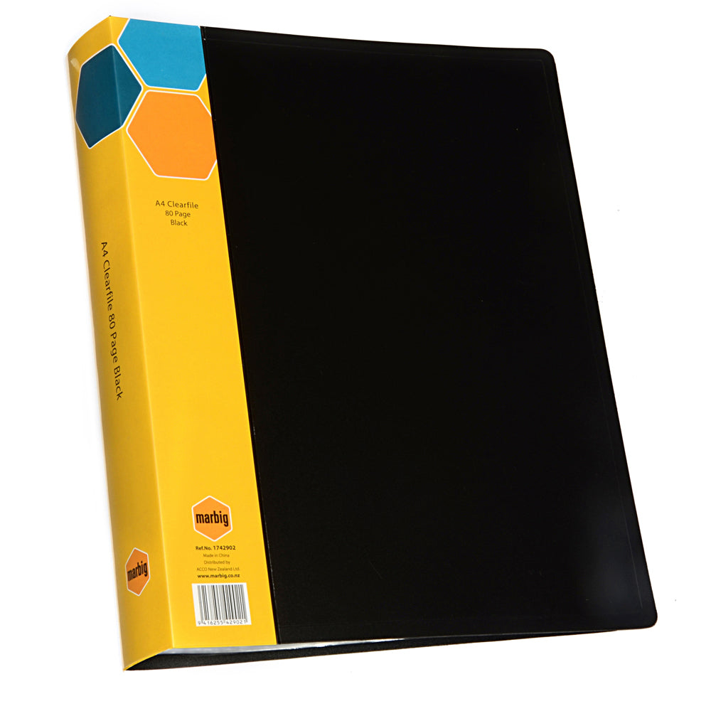 2PK Marbig 80-Page A4 Display Book w/ Insert Spine - Black