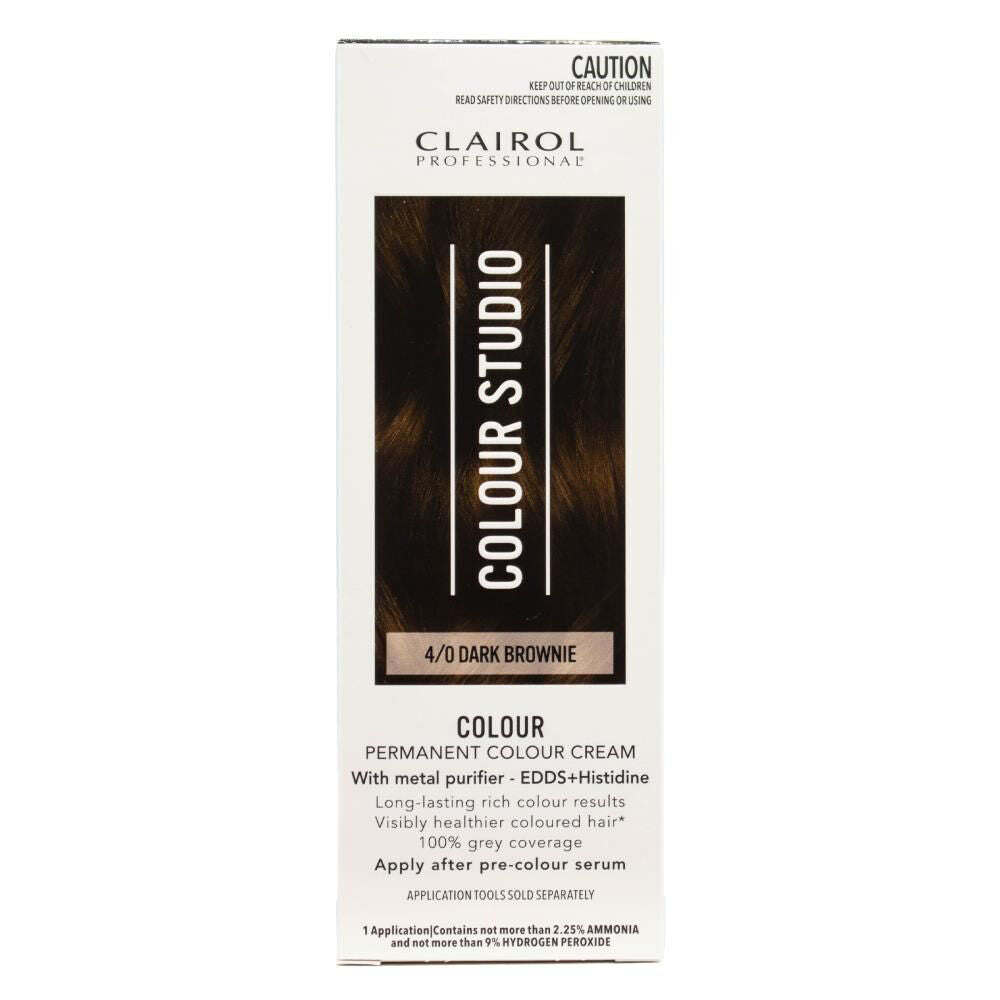 3PK Clairol Professional Permanent Hair Colour Cream 4/0 Dark Brownie Dye