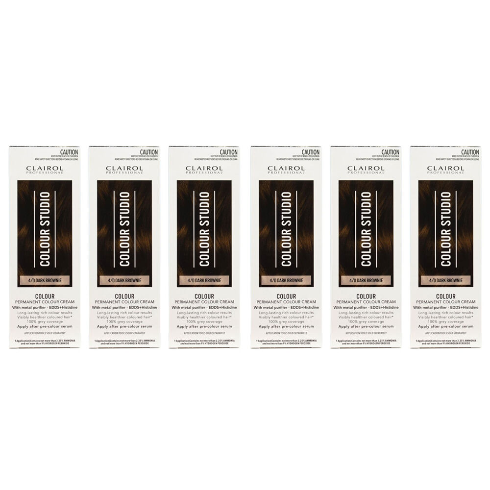 6PK Clairol Professional Permanent Hair Colour Cream 4/0 Dark Brownie Dye